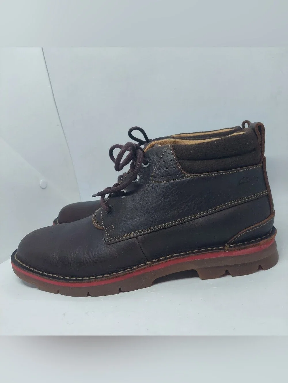 Clarks Varick Hill Boots Mens Size 8.5M Dark Brown Tumbled Leather Casual Shoes